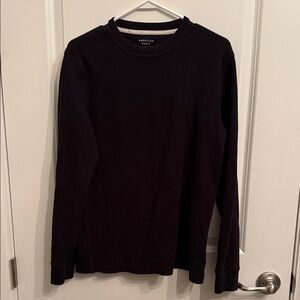 American Eagle Outfitters Black Long Sleeve Waffle Crew Shirt